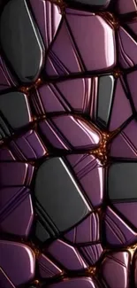 Purple and black geometric pattern wallpaper with glossy finish