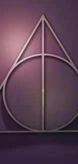 Purple geometric symbol on an elegant wallpaper background.