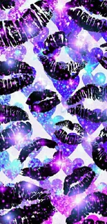 Purple glitter lips wallpaper with sparkle effects.