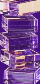 Transparent glass boxes stacked on a vibrant purple background.