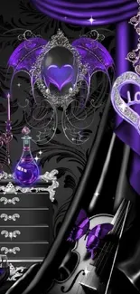 Elegant purple gothic wallpaper with ornate designs and mysterious charm.