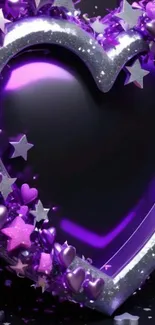 Purple heart surrounded by silver stars.