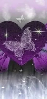 A purple butterfly heart design with mystical elements.