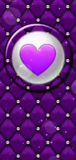 Elegant purple heart wallpaper with diamond accents.