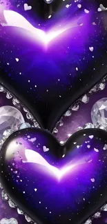 Vibrant purple heart gemstone wallpaper with shimmering design.