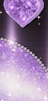 Purple heart glitter wallpaper with elegant design and sparkling details.