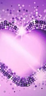 Purple heart glitter mobile wallpaper with sparkles.