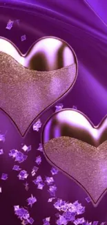 Purple heart wallpaper with glitter.