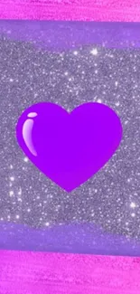 Purple heart and glitter phone wallpaper.