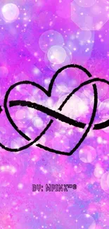 Pink abstract heart with bokeh background wallpaper.