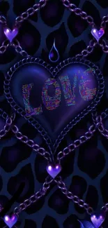 Dark purple heart with love design wallpaper.