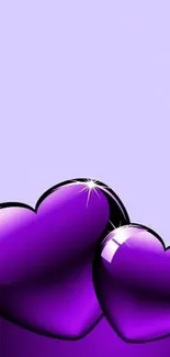 Vibrant purple heart design mobile wallpaper, perfect for romantic themes.