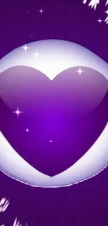 Purple heart-themed mobile wallpaper with a sparkling design.