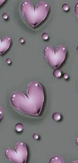 Purple hearts pattern on dark gray wallpaper for mobile.