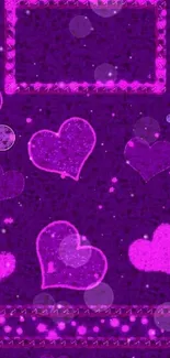 Purple heart pattern wallpaper with romantic design.