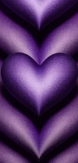 Vibrant purple heart pattern on a mobile wallpaper background.