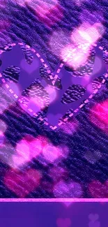 Purple textured wallpaper with stylish heart design.