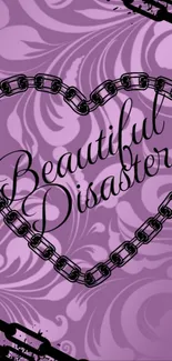 Purple heart design with chain and Beautiful Disaster text