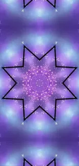 Purple kaleidoscope star pattern wallpaper.