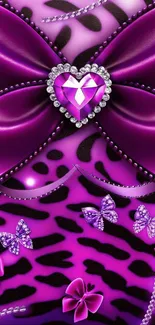 Purple leopard print wallpaper with a heart.