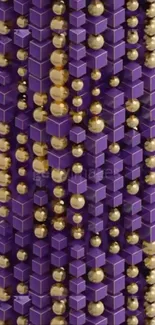 Purple and gold 3D geometric wallpaper design