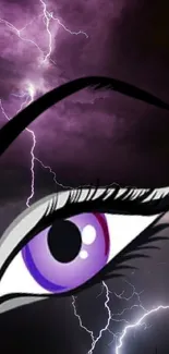 Purple eye with lightning storm backdrop wallpaper.