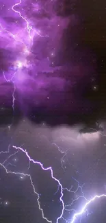 Electrifying purple lightning storm wallpaper for mobile.