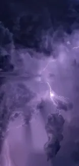 Majestic purple lightning storm with clouds.