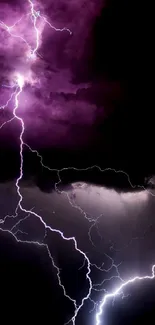 Dynamic purple lightning storm wallpaper with striking clouds.