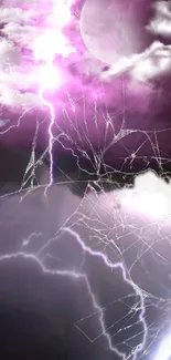 Purple lightning and clouds create a dramatic mobile wallpaper.