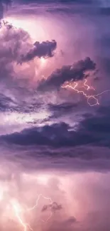 Purple lightning storm with dramatic clouds wallpaper.