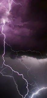 Purple lightning storm clouds with vibrant electric streaks.