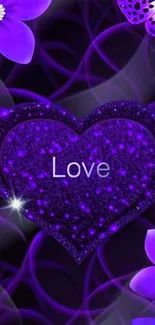 Purple heart with floral accents wallpaper