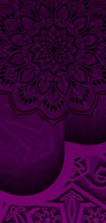 Intricate purple mandala design wallpaper for mobile.