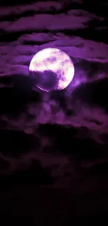 Purple night sky with glowing moon in a dark, celestial atmosphere.