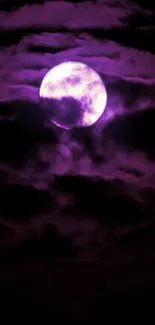 Purple moonlit sky with dark clouds.