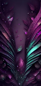 Mystic purple feathers with glowing accents in artistic design.