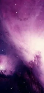 Purple nebula space wallpaper with cosmic stars and galaxy hues.