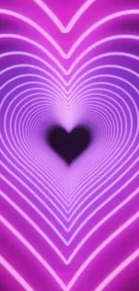 Purple neon heart pattern with glowing lines.