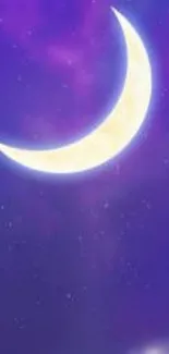 Purple night sky with crescent moon wallpaper.