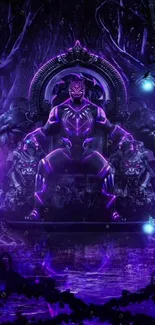 Purple Panther throne in mystical forest theme.