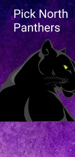 Sleek black panther on a vibrant purple backdrop.