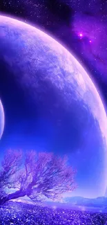 Purple planet space wallpaper featuring cosmic scenery.