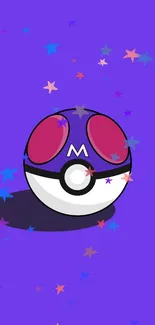 Purple Pokeball mobile wallpaper background.