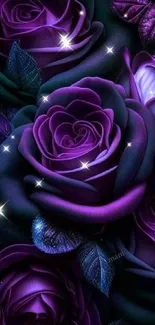 Elegant dark purple roses wallpaper with mystical floral art.