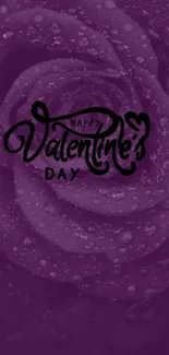 Purple rose with Valentine's Day text design on a deep purple background.