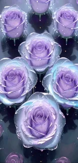 Mobile wallpaper with dewy purple roses.