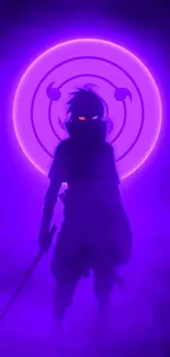 Mystical purple silhouette anime-style mobile wallpaper.