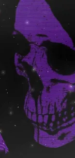 Purple skull design on a dark background with a mysterious feel.