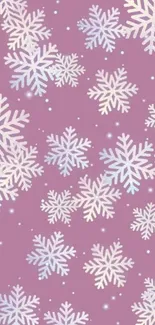 Purple snowflakes on a winter-themed mobile wallpaper.
